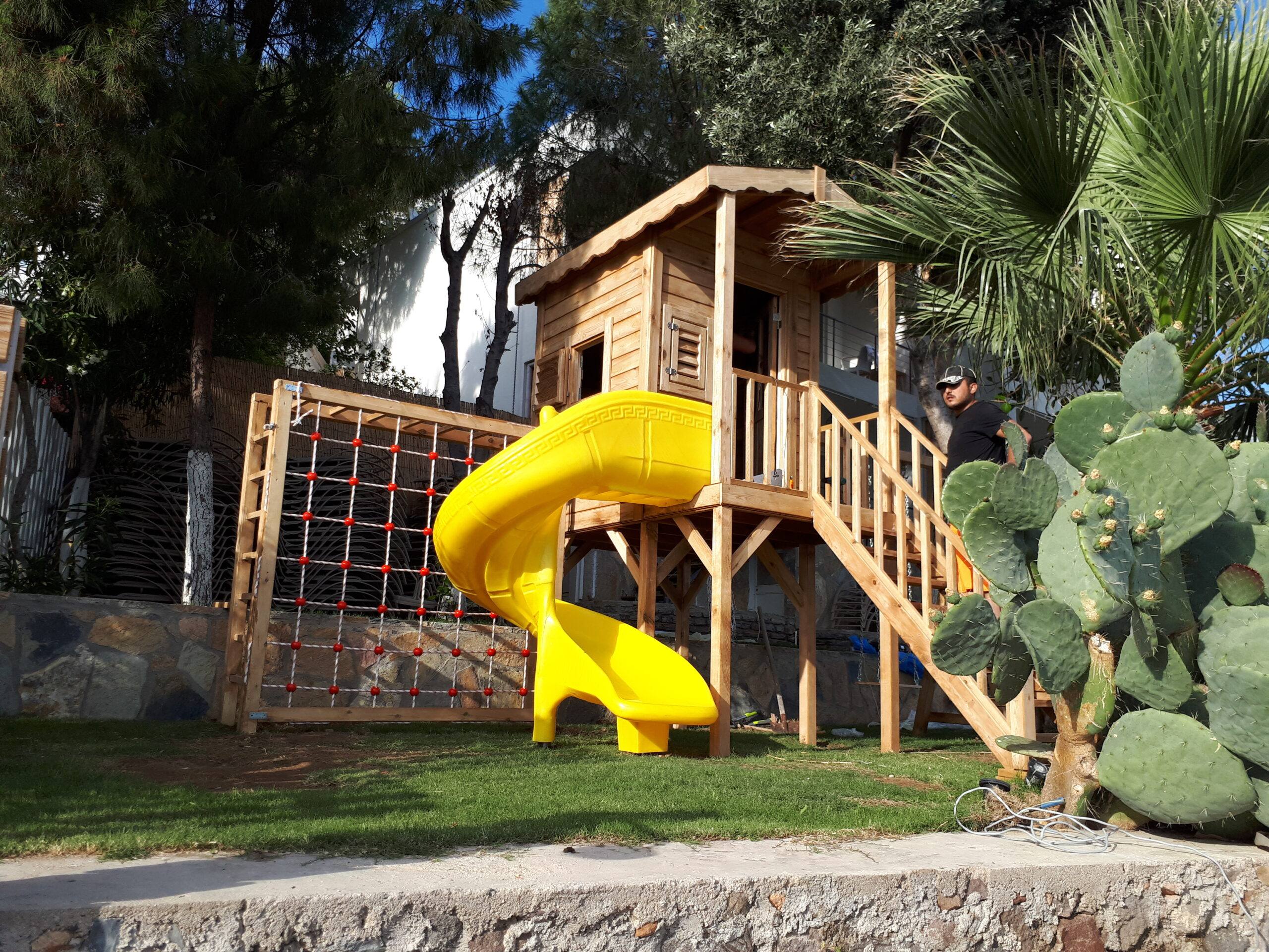 ÇOCUK OYUN EVİ AĞAÇ EV AHŞAP ÇOCUK PARKI BUNGALOV